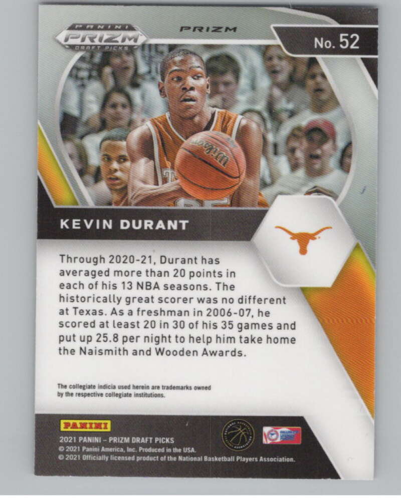 2021-22 Panini Prizm Draft Picks Prizms Red White Blue #52 Kevin Durant  V98305 Image 2