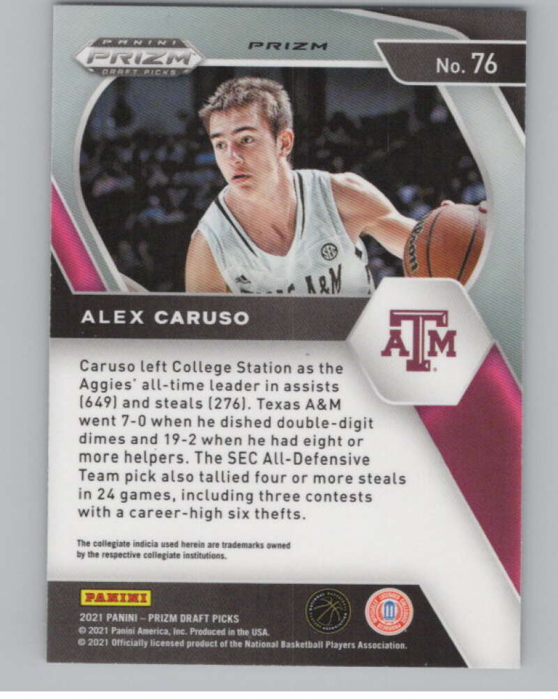2021-22 Panini Prizm Draft Picks Prizms Red White Blue #76 Alex Caruso  V98306 Image 2