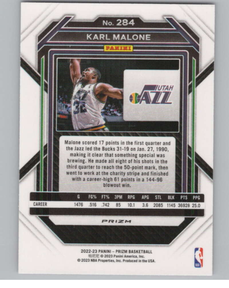 2022-23 Panini Prizm Prizms Pink Ice #284 Karl Malone  V98324 Image 2