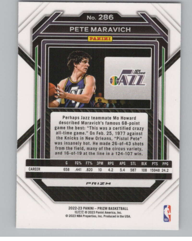 2022-23 Panini Prizm Prizms Pink Ice #286 Pete Maravich   V98325 Image 2