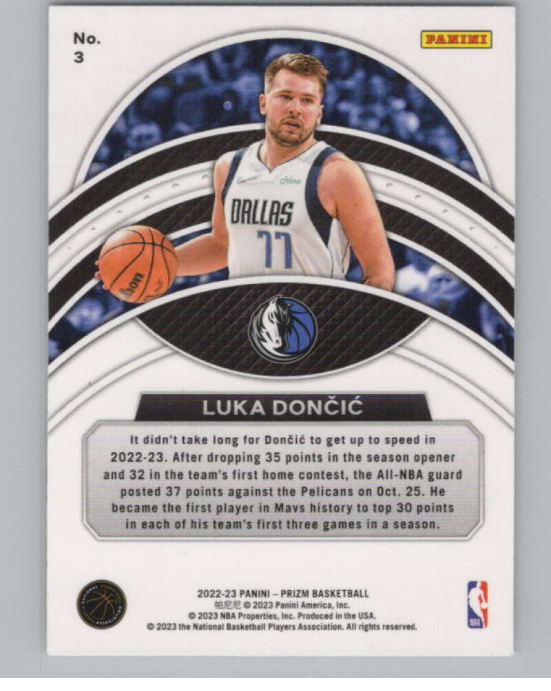 2022-23 Panini Prizm Dominance #3 Luka Doncic   V98327 Image 2