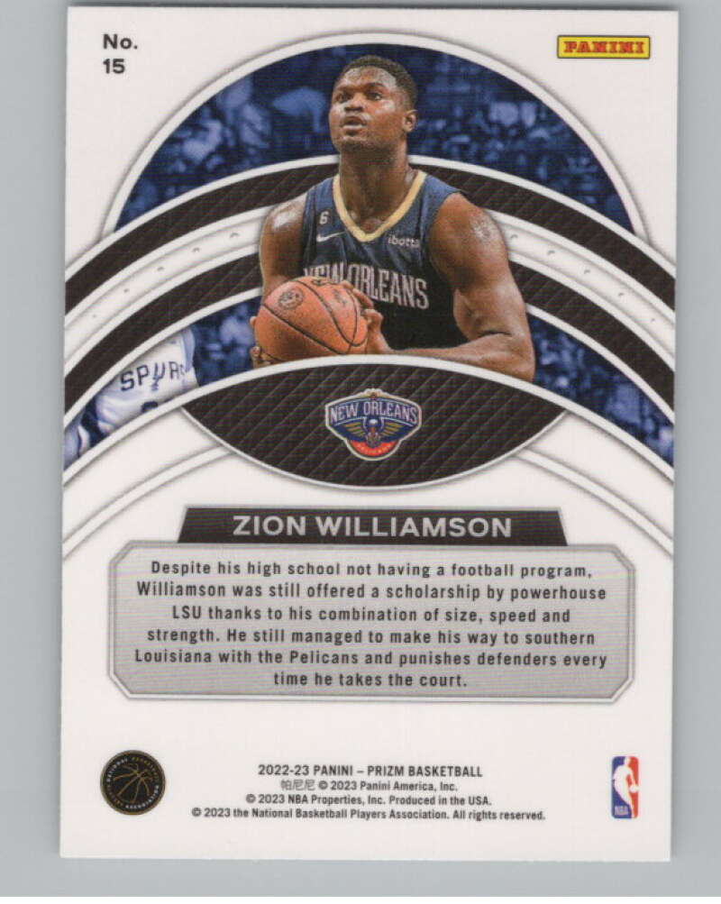 2022-23 Panini Prizm Dominance #15 Zion Williamson  V98329 Image 2