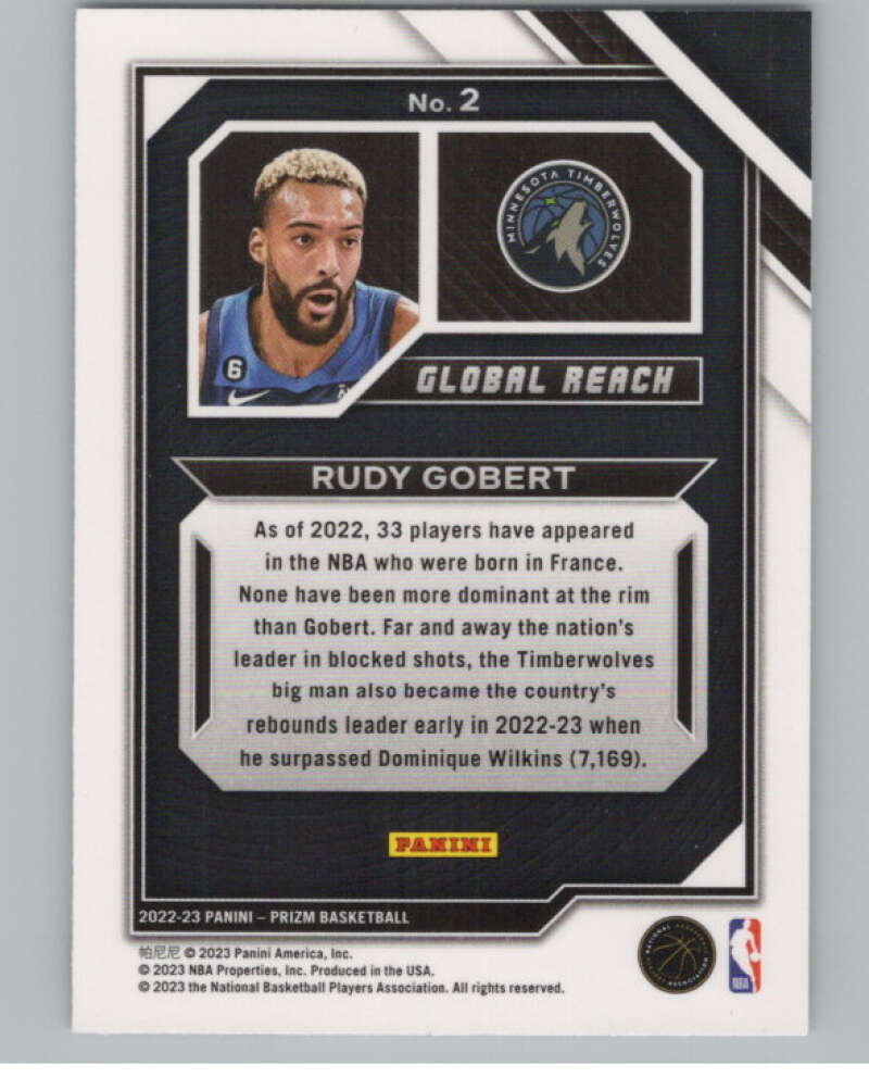 2022-23 Panini Prizm Global Reach #2 Rudy Gobert   V98330 Image 2