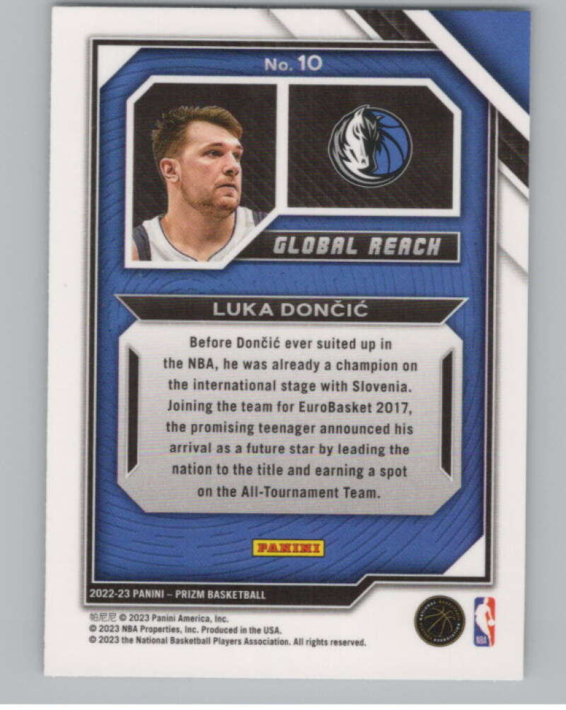 2022-23 Panini Prizm Global Reach #10 Luka Doncic  V98332 Image 2