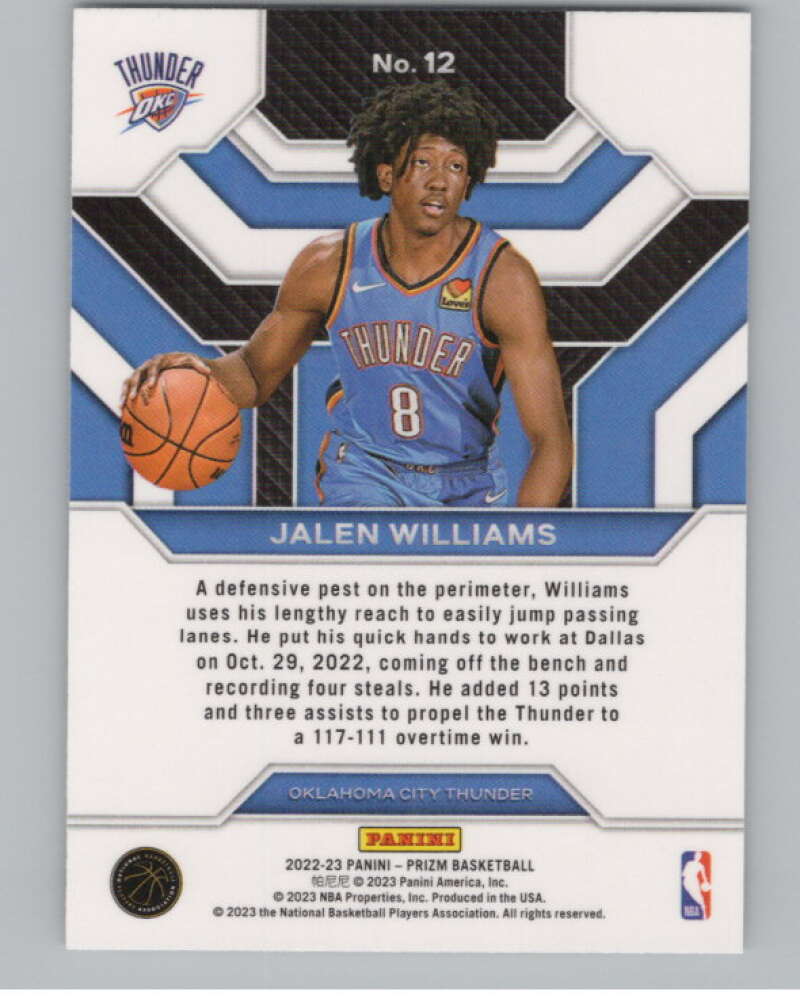 2022-23 Panini Prizm Emergent #12 Jalen Williams  V98338 Image 2