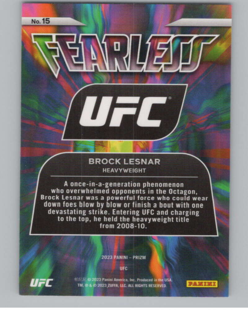 2023 Panini Prizm UFC Fearless #15 Brock Lesnar  V98371 Image 2