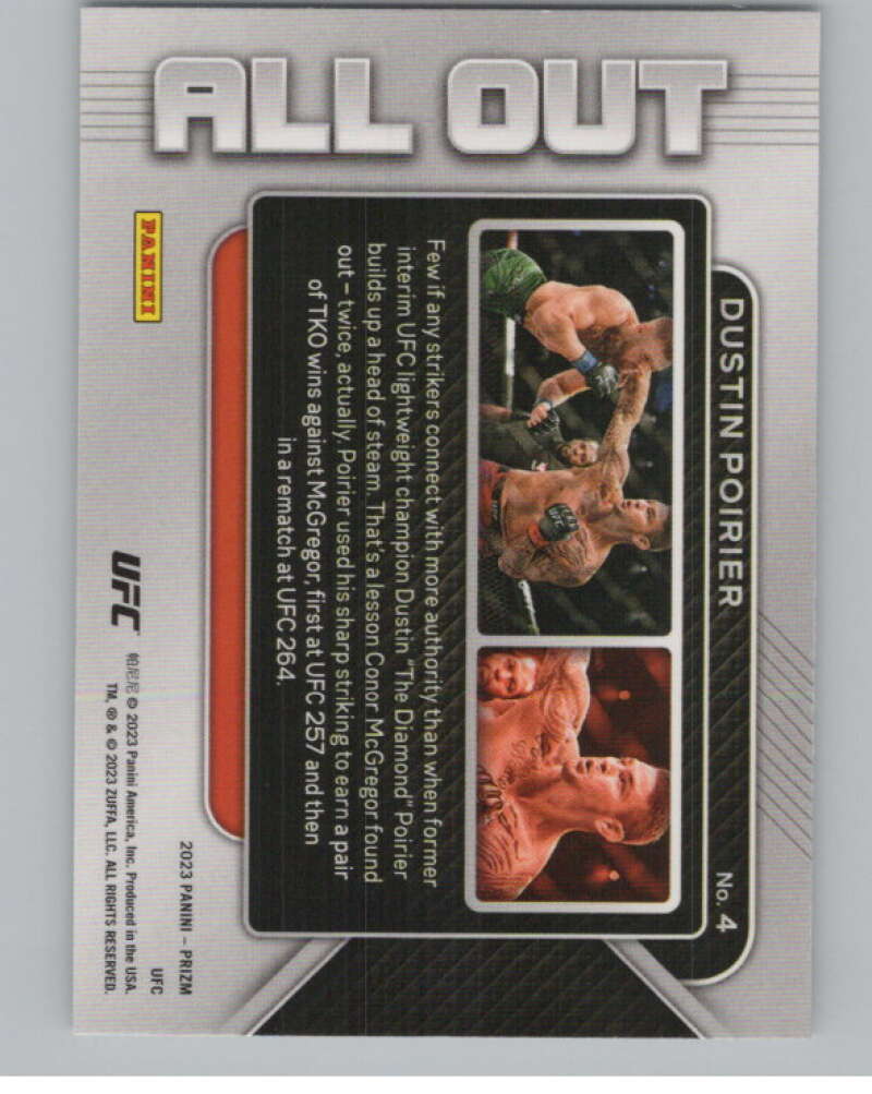 2023 Panini Prizm UFC All Out #4 Dustin Poirier   V98382 Image 2