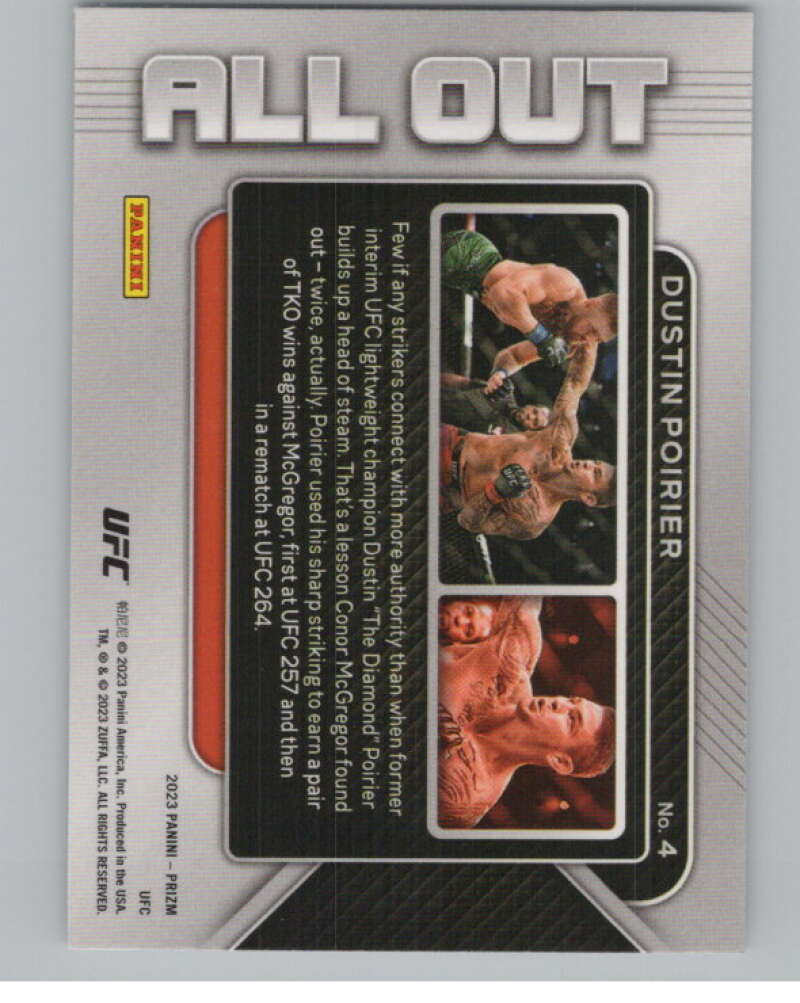 2023 Panini Prizm UFC All Out #4 Dustin Poirier   V98383 Image 2