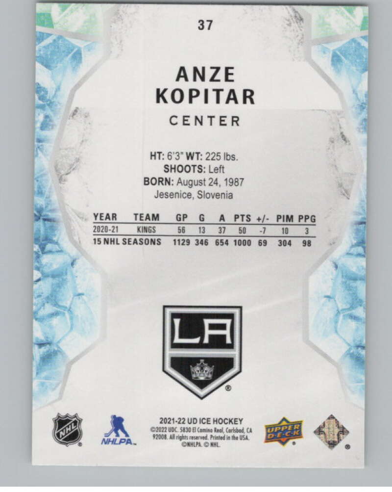 2021-22 Upper Deck Ice Green #37 Anze Kopitar  V98394 Image 2