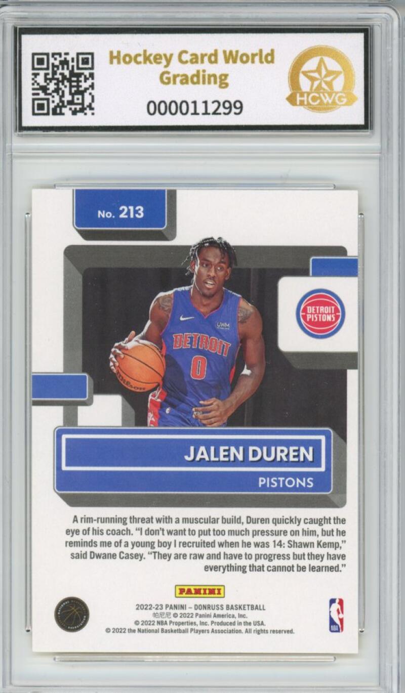 2022-23 Panini Hoops Yellow #213 Jalen Duren RC Rookie Mint HCWG 9 Image 2