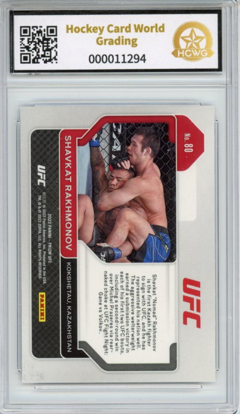 2022 Panini Prizm UFC #80 Shavkat Rakhmonov RC Rookie Mint HCWG 9 Image 2
