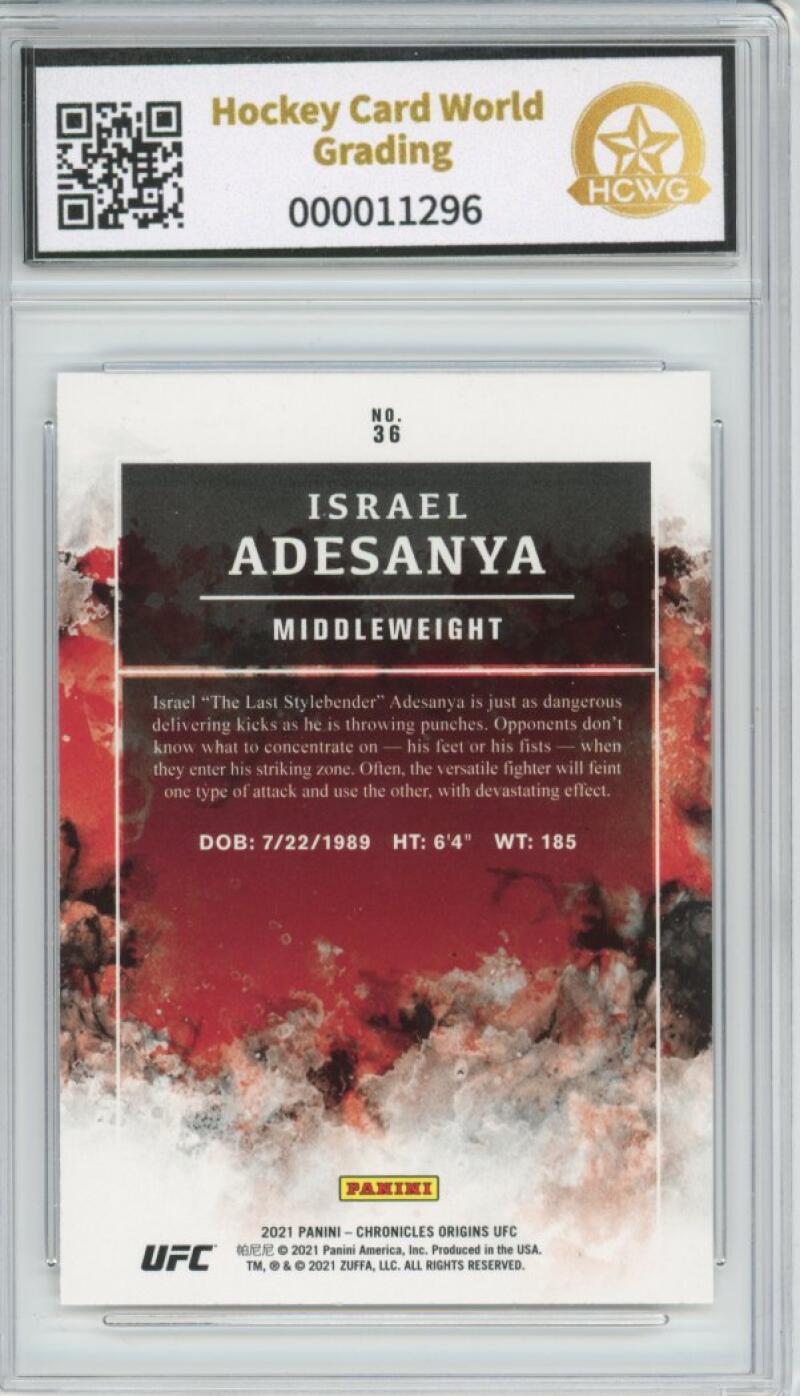 2021 Panini Origins UFC #36 Israel Adesanya Mint Graded HCWG 9 Image 2