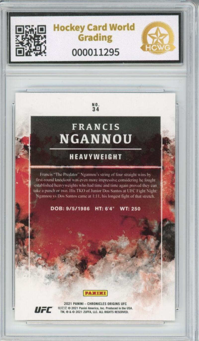 2021 Panini Origins UFC #34 Francis Ngannou Mint Graded HCWG 9 Image 2
