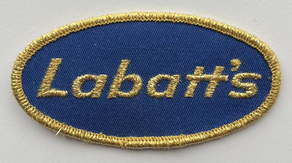 Labatt's Beer Embroidered Blue and Gold Employee Vintage Patch 3.5"x1.75" Image 1