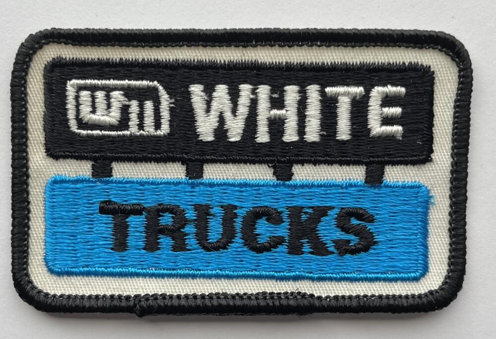 White Trucks Black, Blue, White Vintage Patch 3.2"x2" Image 1