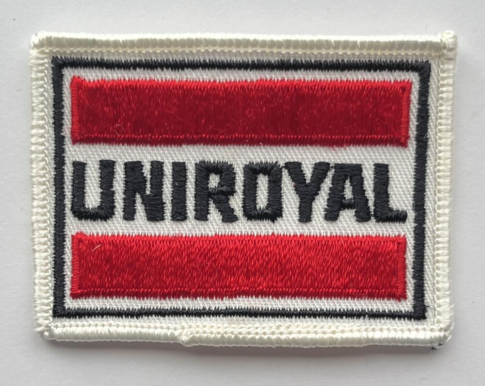 Uniroyal Tires Mechanic Jacket Red, Black and White Vintage Patch 2.75"x2" Image 1