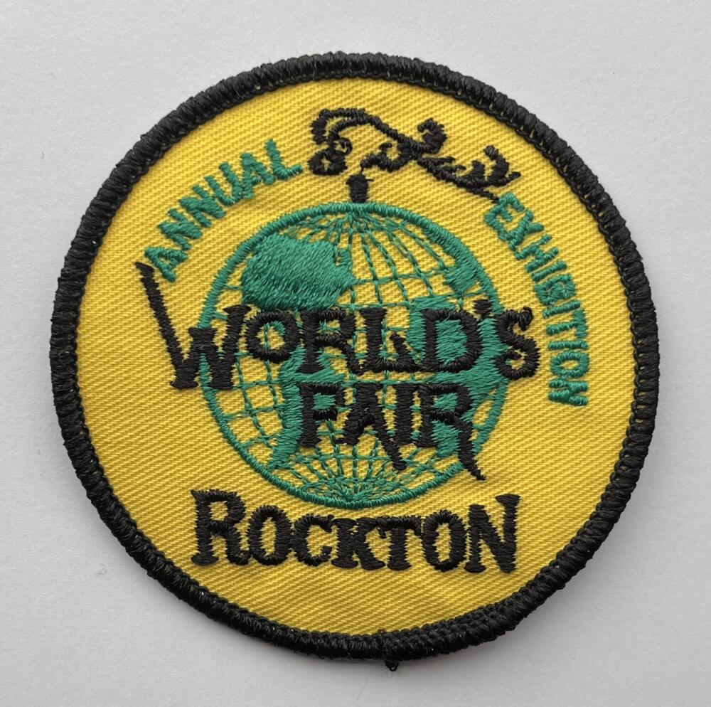 Annual Exhibition World's Fair Rockton Yellow, Black and Green Vintage Patch 3"x3" Image 1