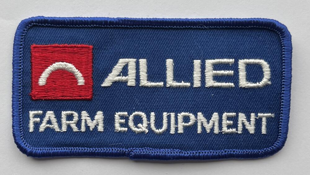 Allied Farm Equipment Blue, Red and White Vintage Patch 4"x2" Image 1