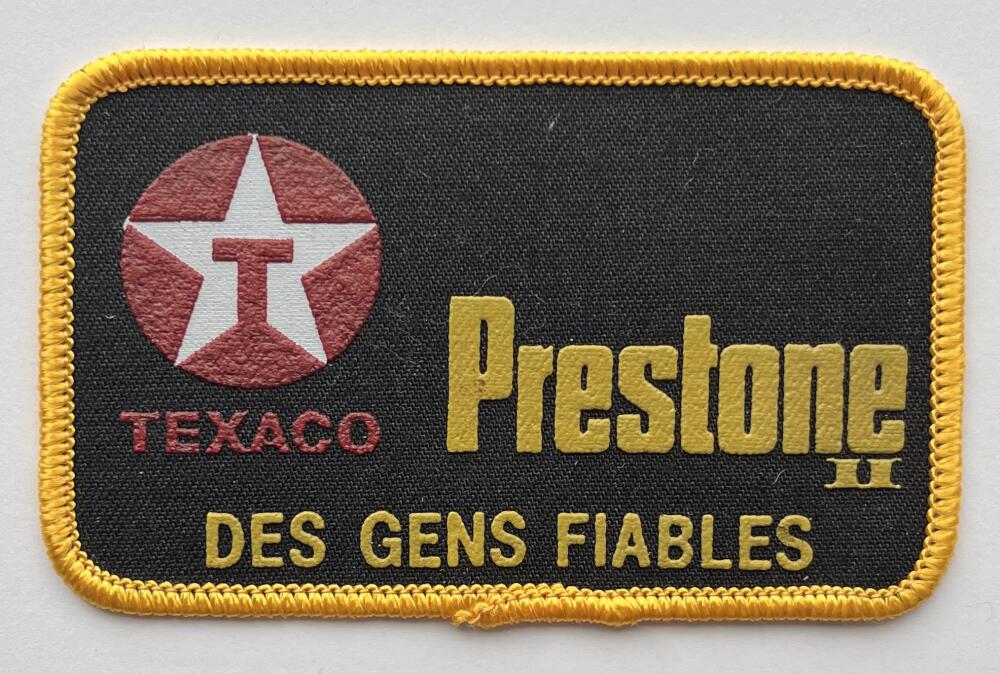 Texaco Prestone Gas & Oil Company Red, Black and Gold Vintage Patch 4.2"x2.5" Image 1
