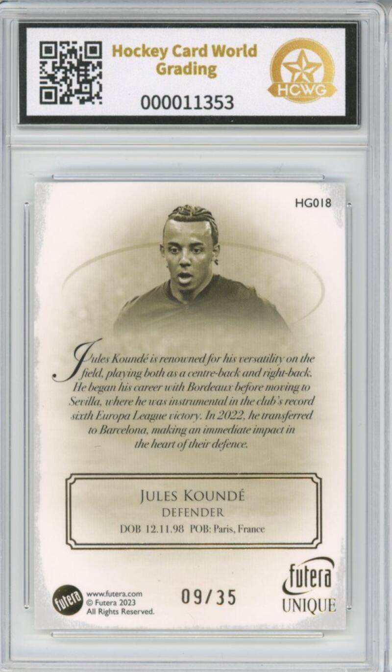 2023-24 Futera World Football Unique Heritage Gold Jules Kounde 9/35 HCWG 9 Image 2