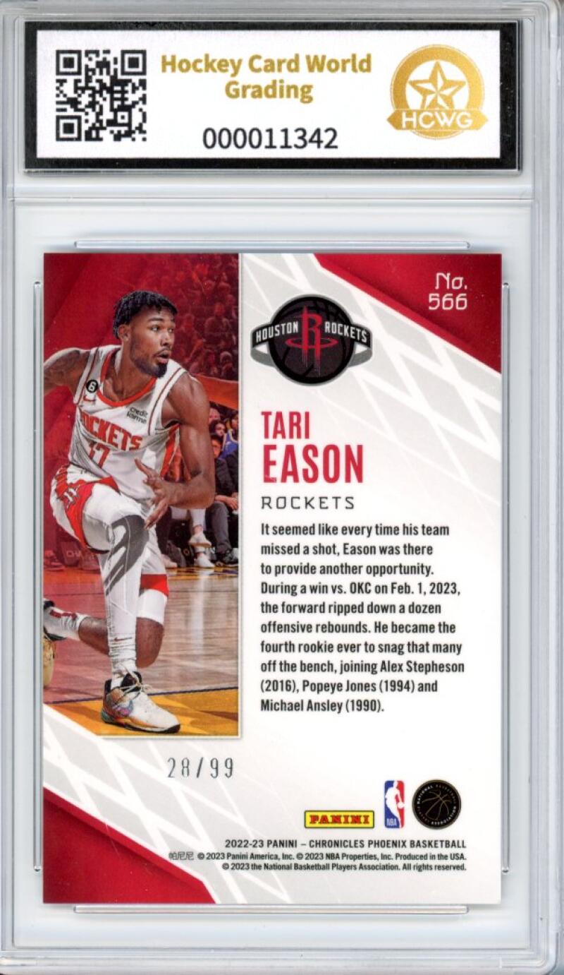 2022-23 Panini Chronicles Phoenix Blue #566 Tari Eason 28/99 Rookie HCWG 8 Image 2