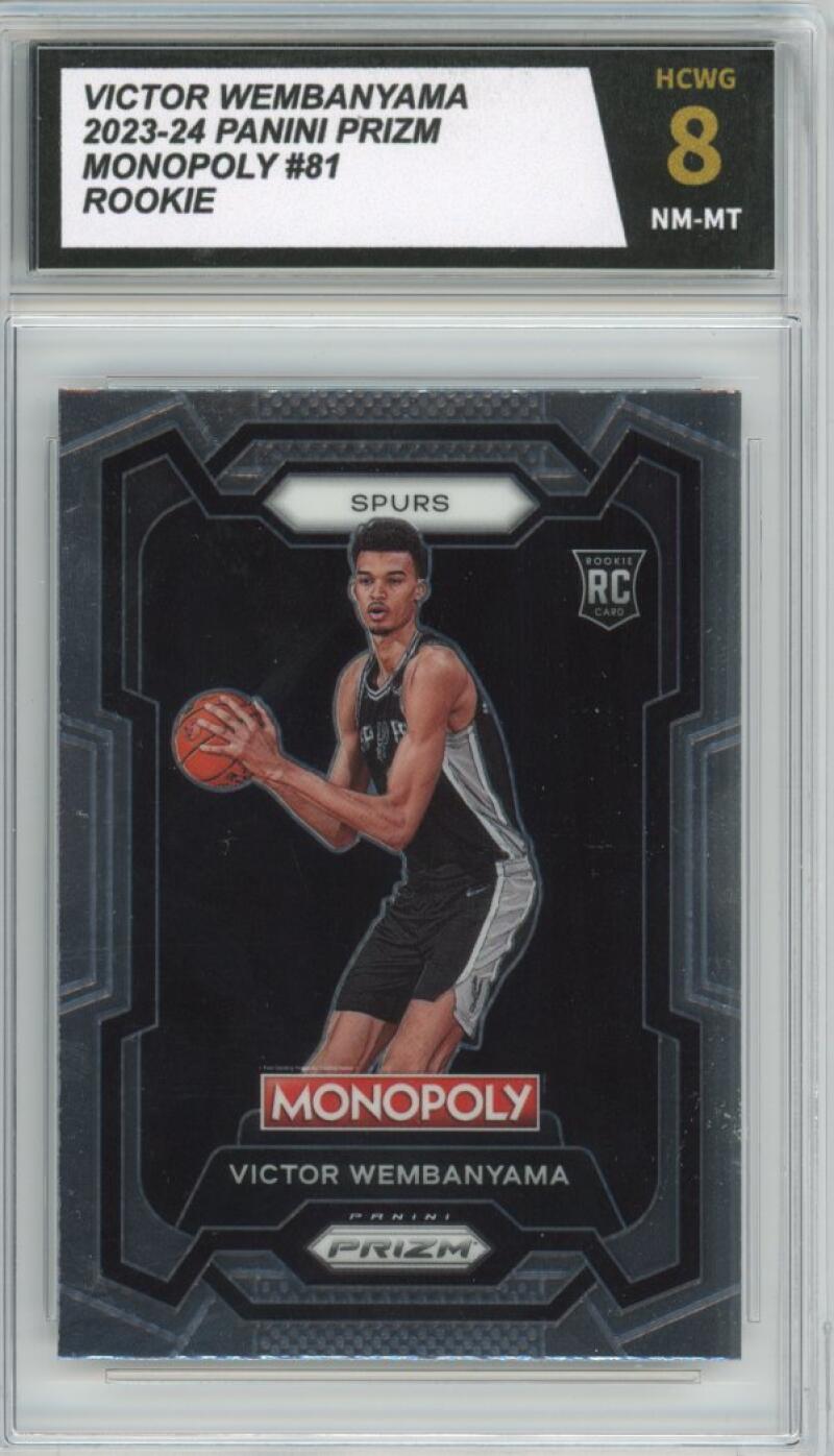 2023-24 Panini Prizm Monopoly #81 Victor Wembanyama Rookie RC Graded HCWG 8 - 11380 Image 1