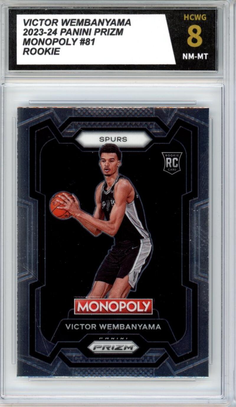 2023-24 Panini Prizm Monopoly #81 Victor Wembanyama Rookie RC Graded HCWG 8 - 11390 Image 1