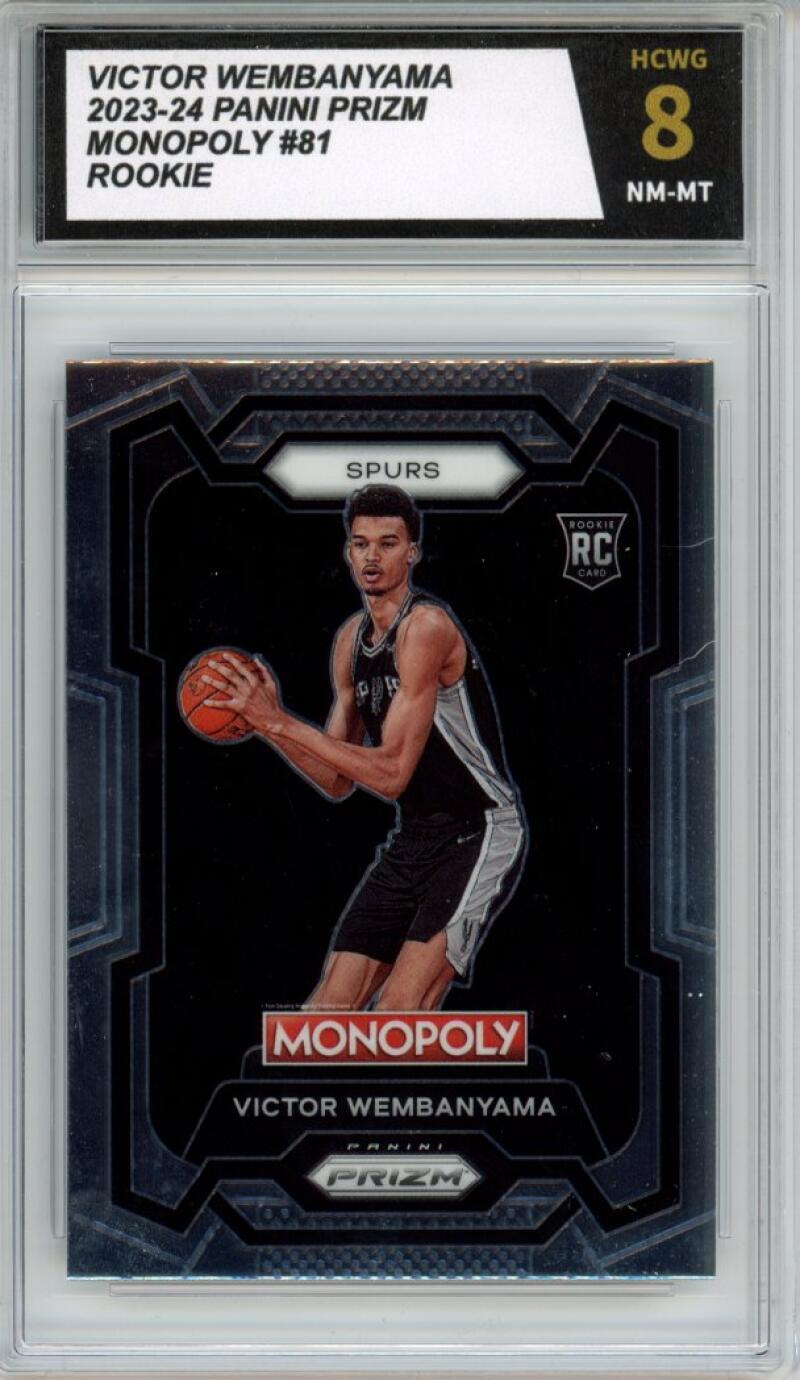 2023-24 Panini Prizm Monopoly #81 Victor Wembanyama Rookie RC Graded HCWG 8 - 11397 Image 1