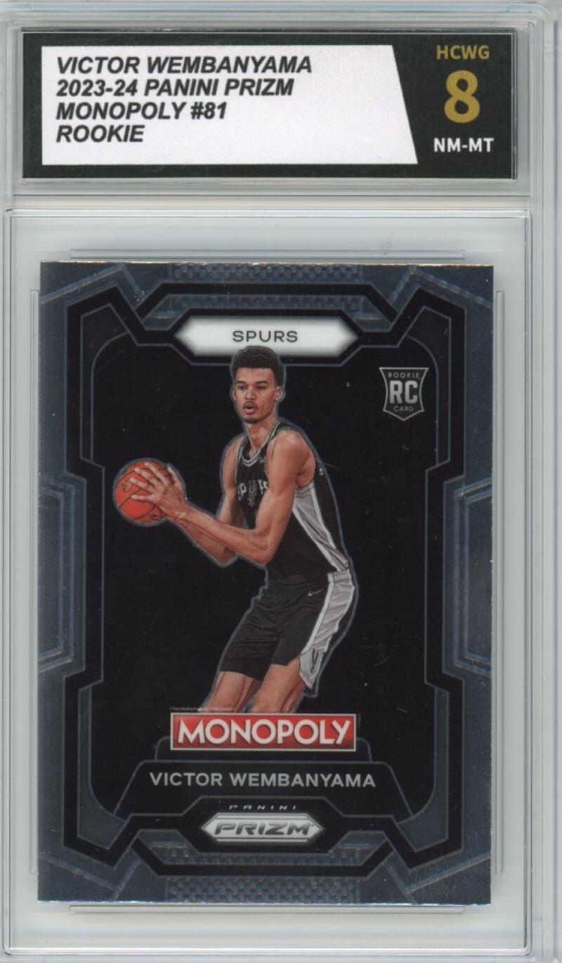 2023-24 Panini Prizm Monopoly #81 Victor Wembanyama Rookie RC Graded HCWG 8 - 11394 Image 1
