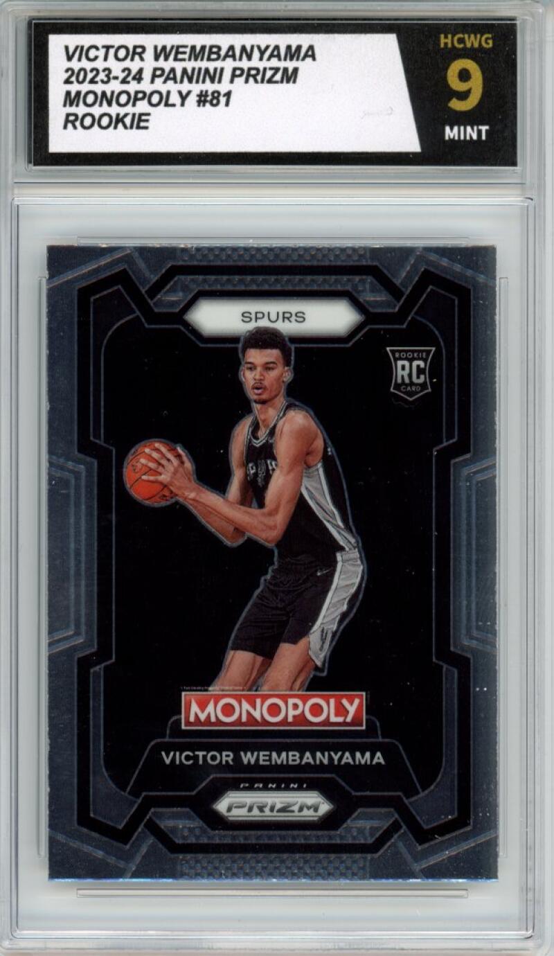 2023-24 Panini Prizm Monopoly #81 Victor Wembanyama Rookie RC Graded HCWG 9 - 11385 Image 1