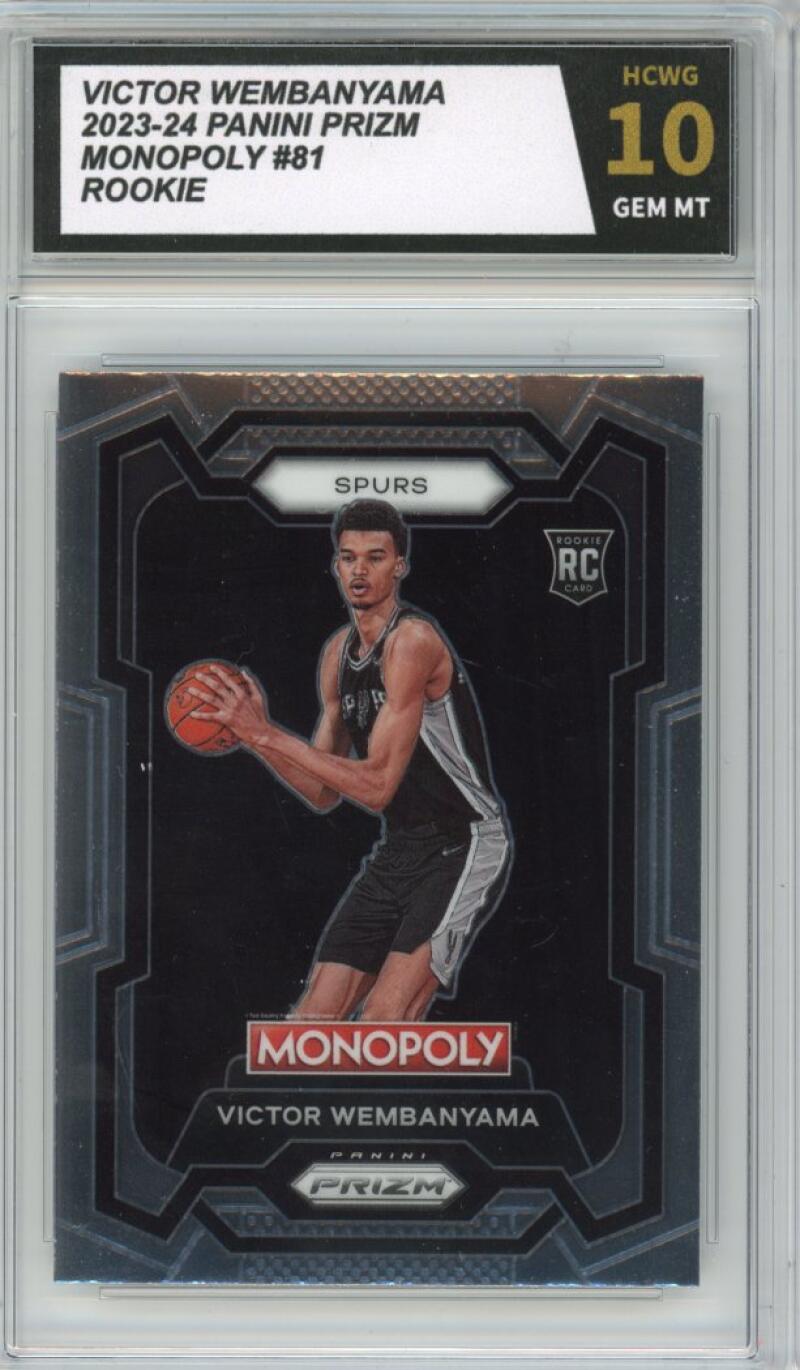 2023-24 Panini Prizm Monopoly #81 Victor Wembanyama Rookie RC Graded HCWG 10 - 11399 Image 1