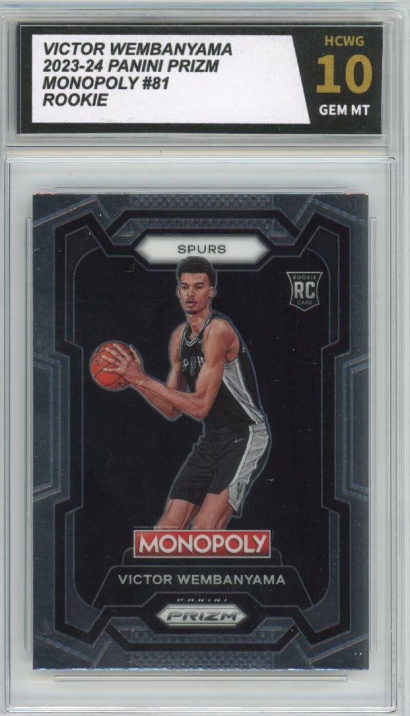 2023-24 Panini Prizm Monopoly #81 Victor Wembanyama Rookie RC Graded HCWG 10 - 11382 Image 1