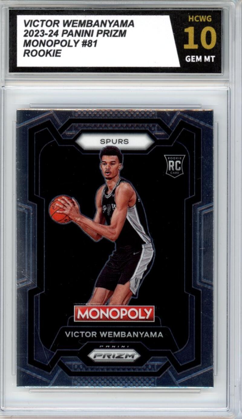 2023-24 Panini Prizm Monopoly #81 Victor Wembanyama Rookie RC Graded HCWG 10 - 11398 Image 1