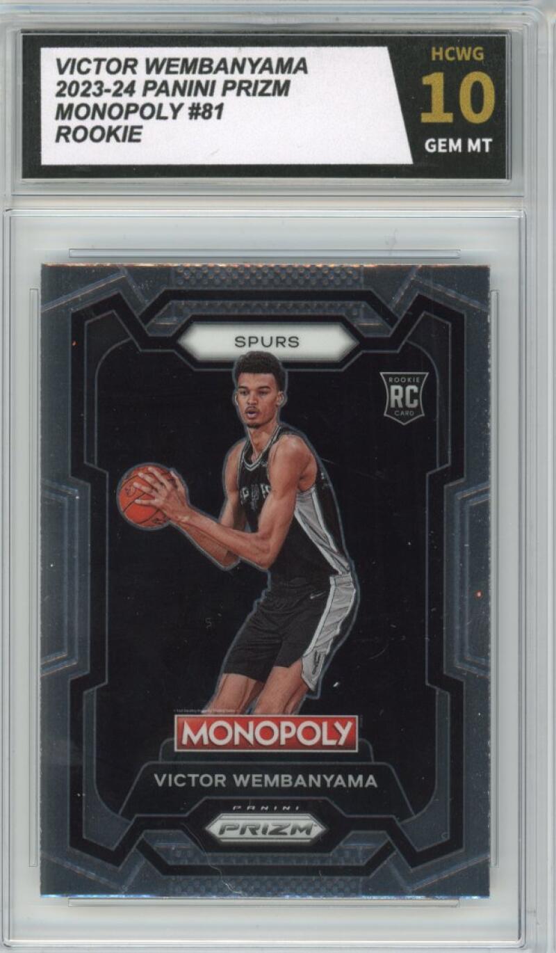 2023-24 Panini Prizm Monopoly #81 Victor Wembanyama Rookie RC Graded HCWG 10 - 11393 Image 1