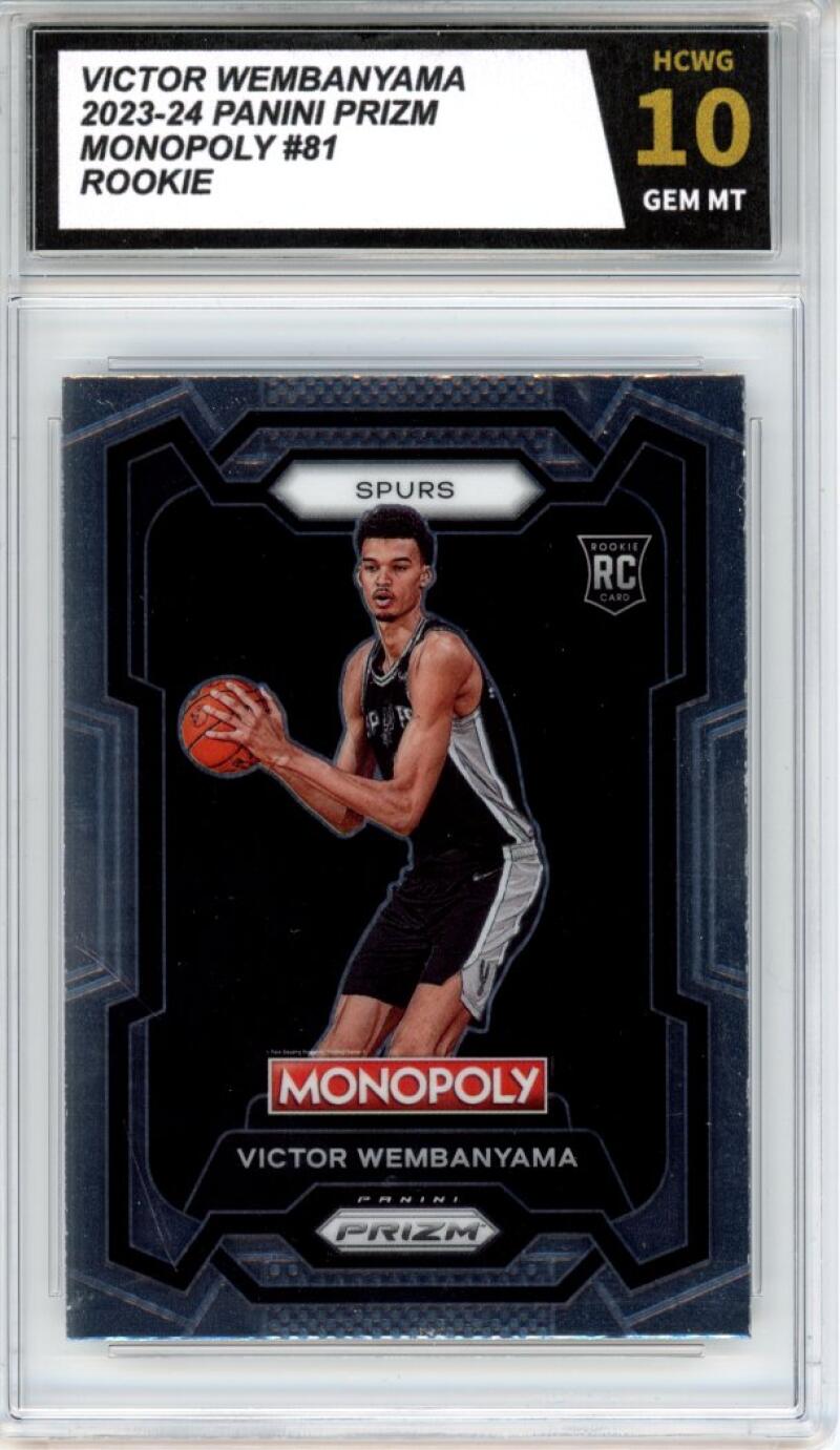 2023-24 Panini Prizm Monopoly #81 Victor Wembanyama Rookie RC Graded HCWG 10 - 11386 Image 1