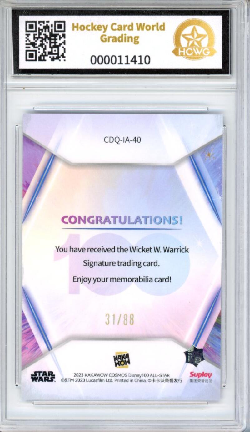 2023 Kakawow Cosmos Disney 100-All Stars Signatures Wicket Warrick 31/88 HCWG 10 Image 2