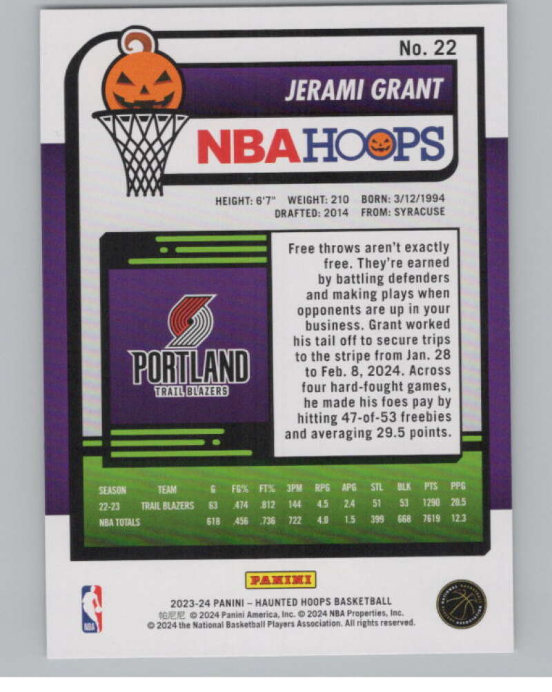 2023-24 Panini Haunted Hoops #22 Jerami Grant V98406 Image 2