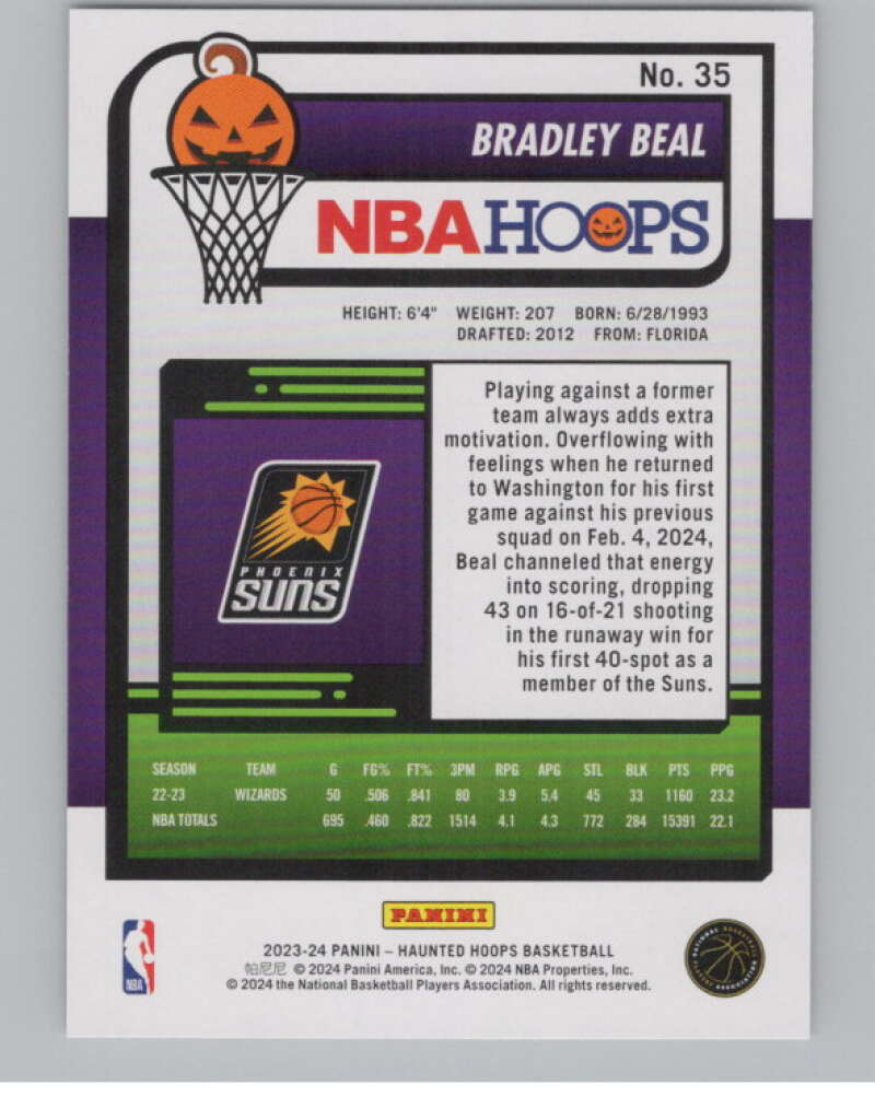 2023-24 Panini Haunted Hoops #35 Bradley Beal V98415 Image 2