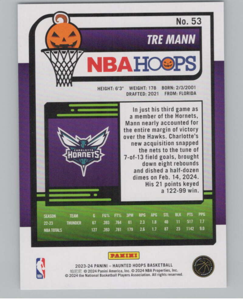 2023-24 Panini Haunted Hoops #53 Tre Mann V98421 Image 2