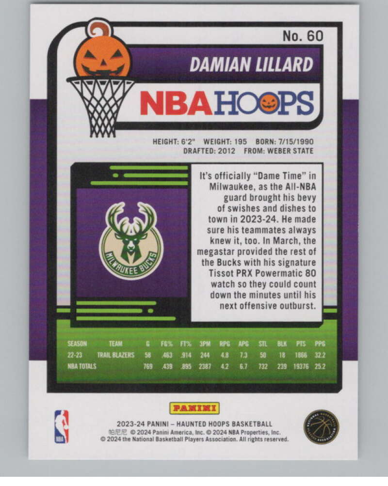 2023-24 Panini Haunted Hoops #60 Damian Lillard V98426 Image 2