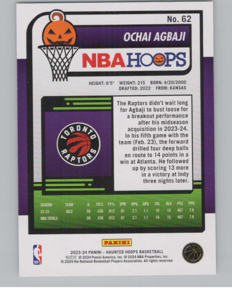 2023-24 Panini Haunted Hoops #62 Ochai Agbaji V98427 Image 2