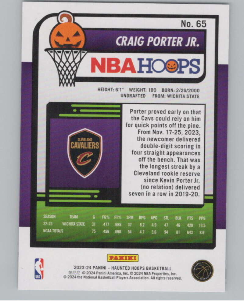 2023-24 Panini Haunted Hoops #65 Craig Porter Jr. RC V98429 Image 2