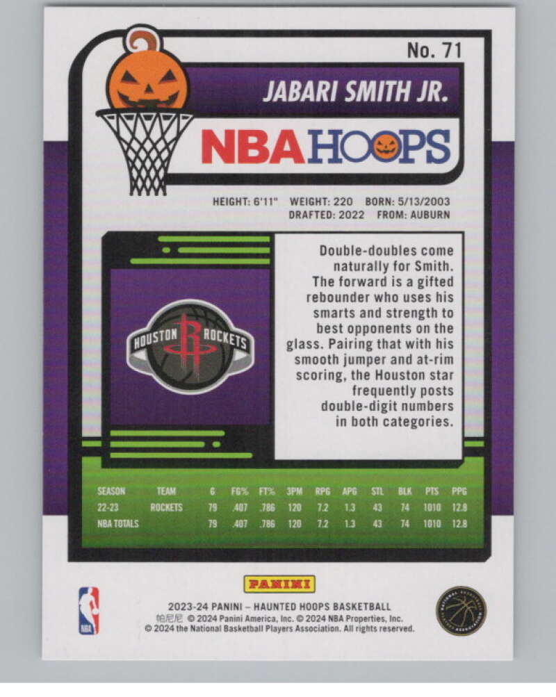 2023-24 Panini Haunted Hoops #71 Jabari Smith Jr. V98433 Image 2