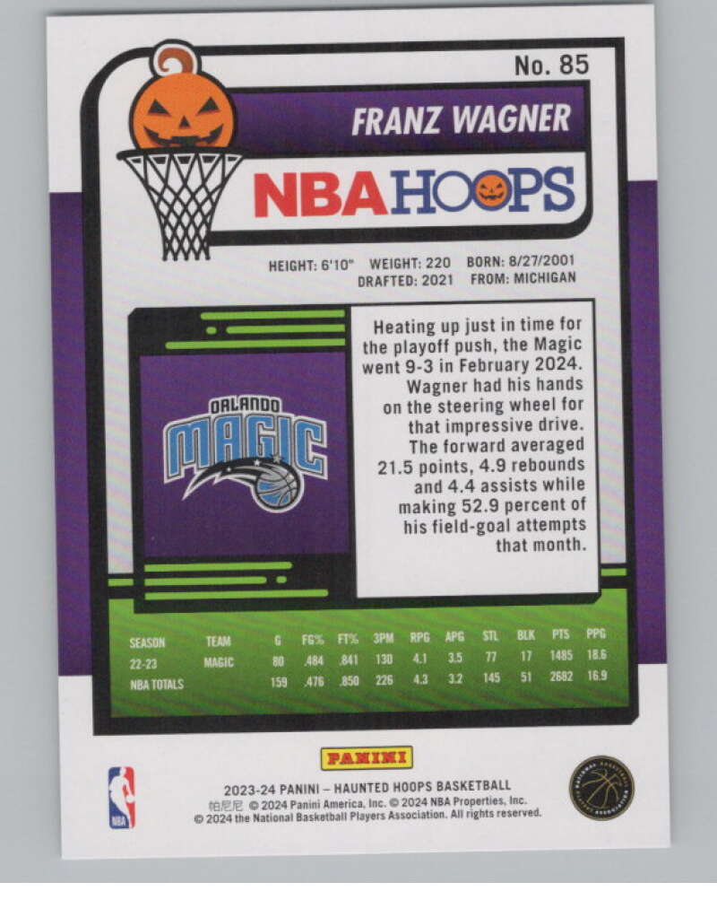 2023-24 Panini Haunted Hoops #85 Franz Wagner V98443 Image 2