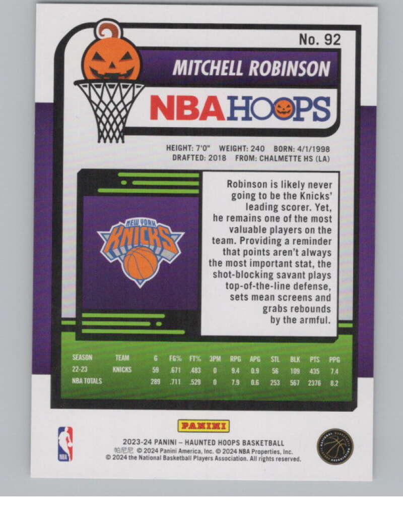 2023-24 Panini Haunted Hoops #92 Mitchell Robinson V98452 Image 2