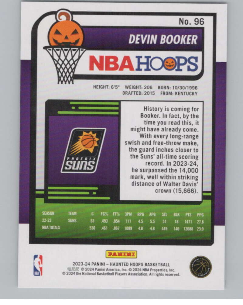 2023-24 Panini Haunted Hoops #96 Devin Booker V98453 Image 2