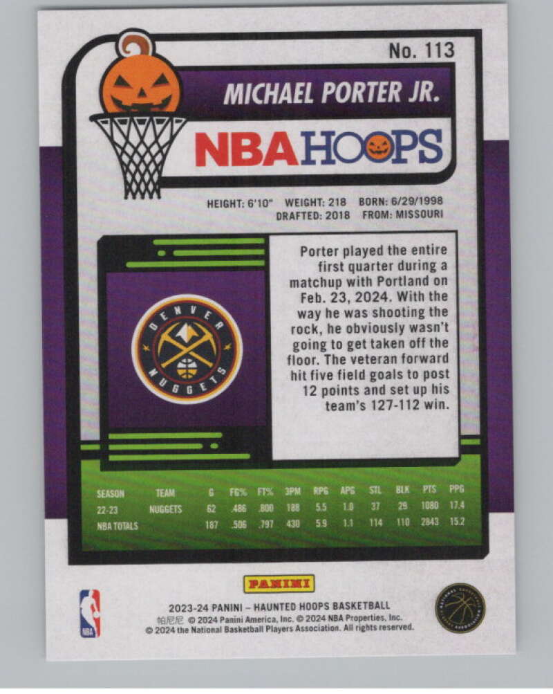 2023-24 Panini Haunted Hoops #113 Michael Porter Jr. V98463 Image 2