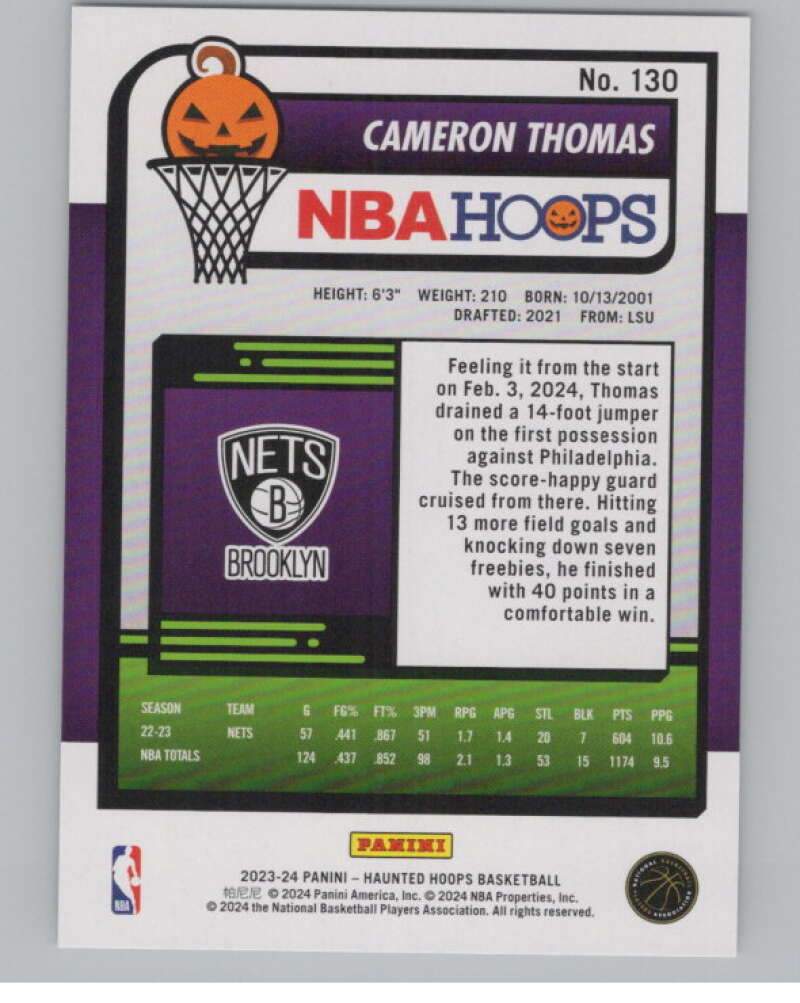 2023-24 Panini Haunted Hoops #130 Cameron Thomas V98472 Image 2