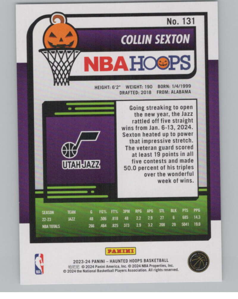 2023-24 Panini Haunted Hoops #131 Collin Sexton V98474 Image 2