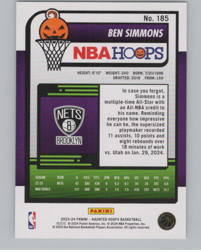 2023-24 Panini Haunted Hoops #185 Ben Simmons V98508 Image 2